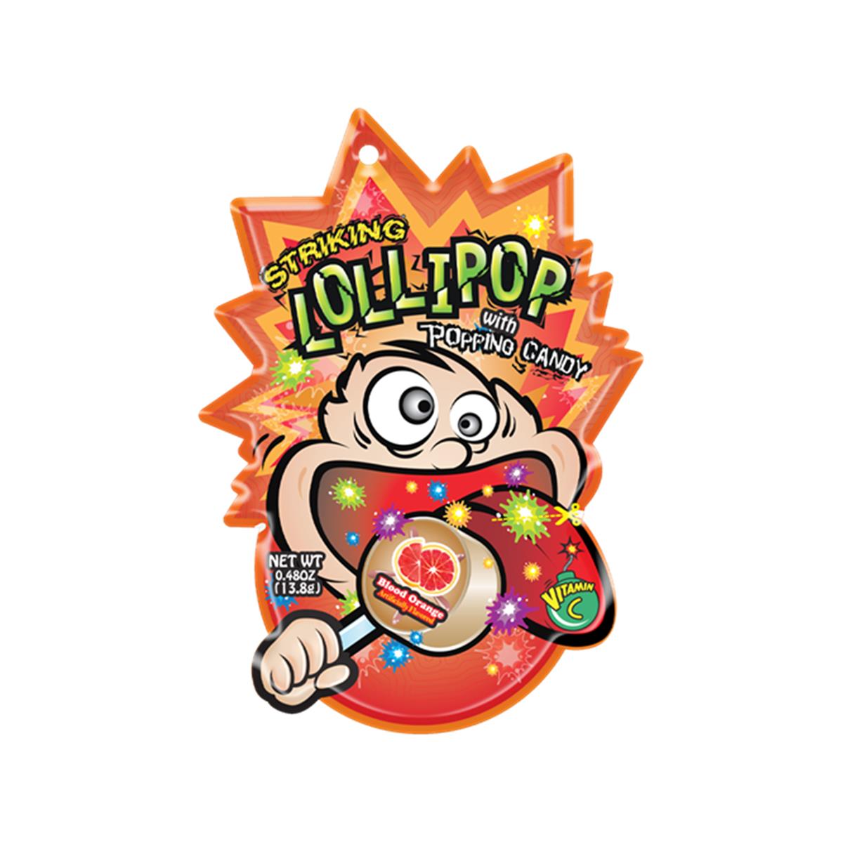 STRIKING Lollipop mit Knallbonbon Blutorange 13,8g