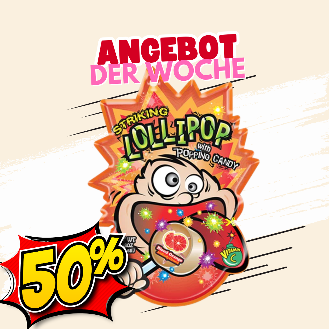 STRIKING Lollipop mit Knallbonbon Blutorange 13,8g