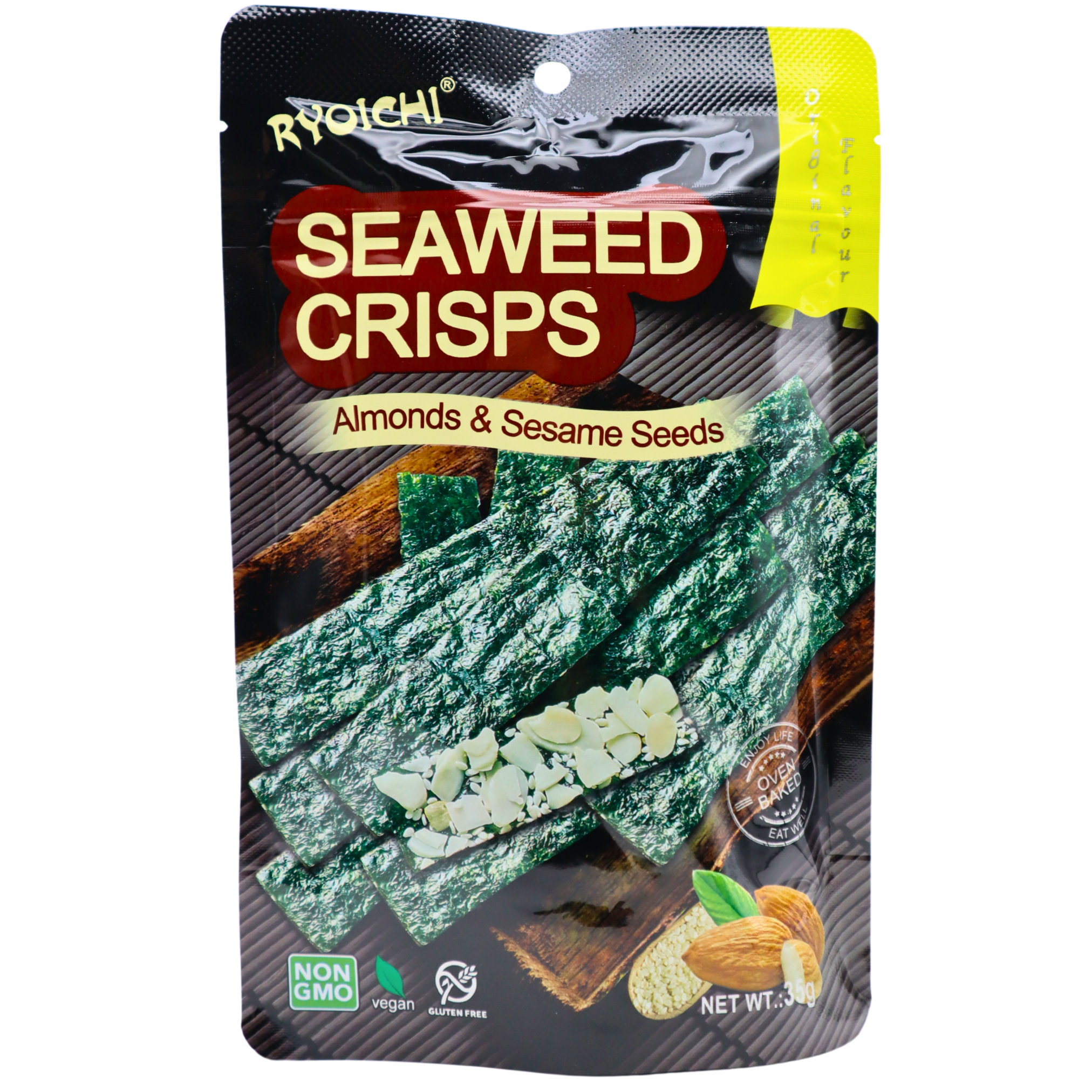 YAMATO Seetang Knuspriger Nori Snack mit Mandeln und Sesam Algen 35g