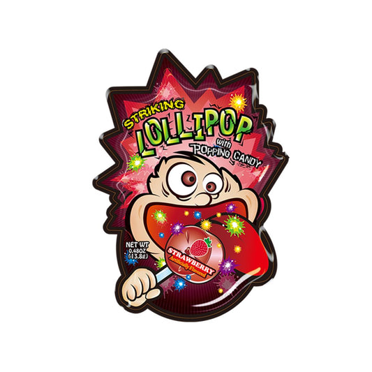 STRIKING Lollipop mit Knallbonbon Erdbeer 13,8g