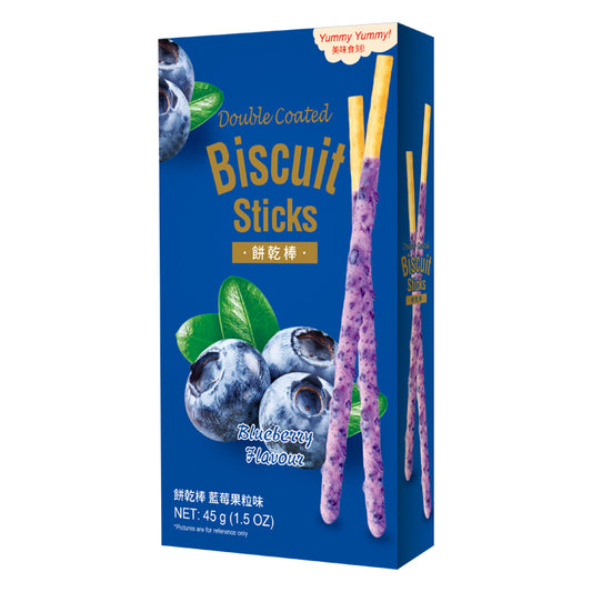 Double Coated Biscuit Sticks - Double Blueberry Flavour 45g