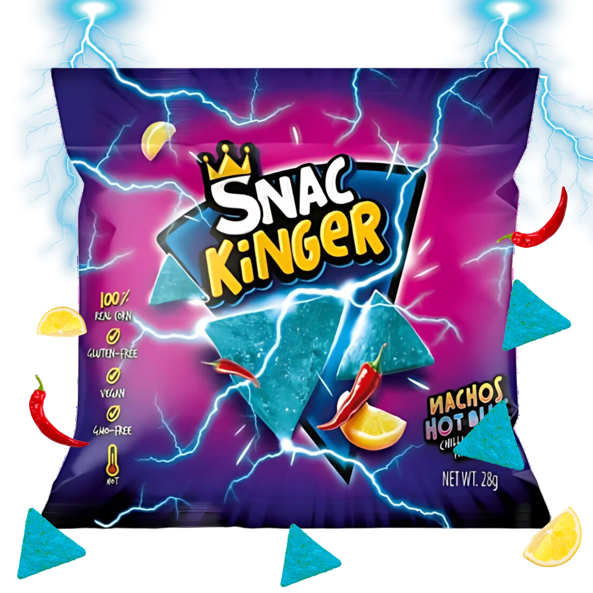 SnacKinger Nachos Hot Blue Chili Lemon Flavour 28g