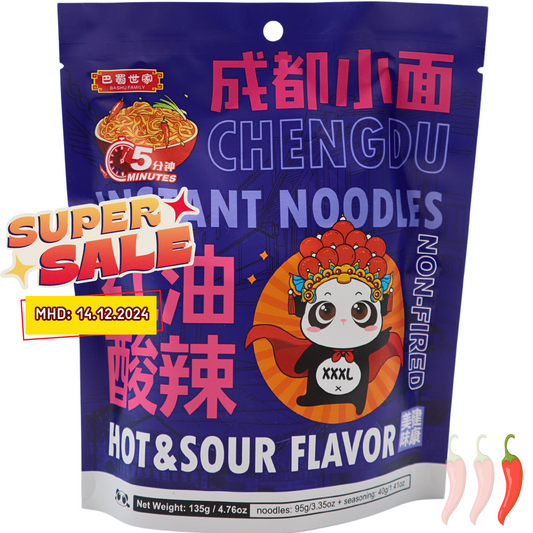 BASHU FAMILY Instant Chengdu Nudeln - Hot & Sour 123g