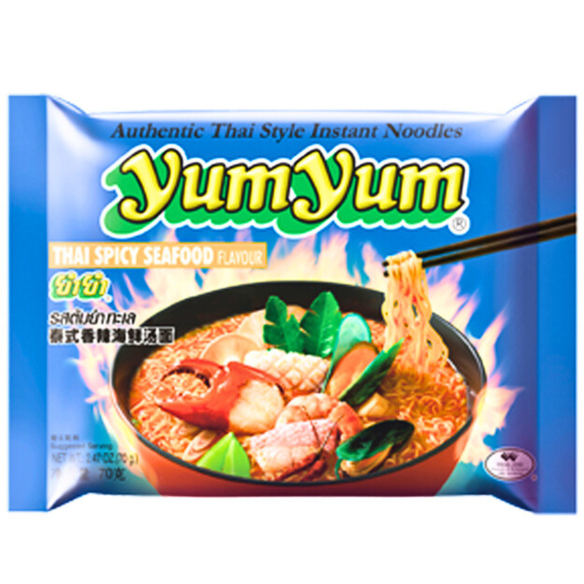 YumYum Instant Nudeln mit Thai Meeresfrüchte scharf / Thai Spicy Seafood Geschmack 70g