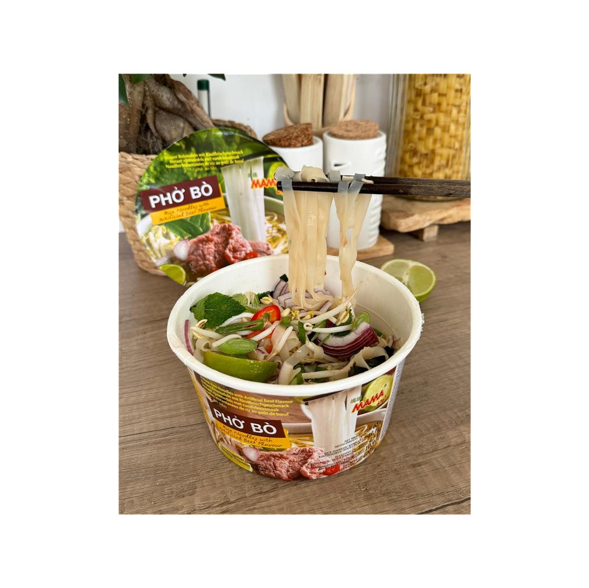 MAMA Instant Cup Reisnudeln Pho Bo Rind 65g