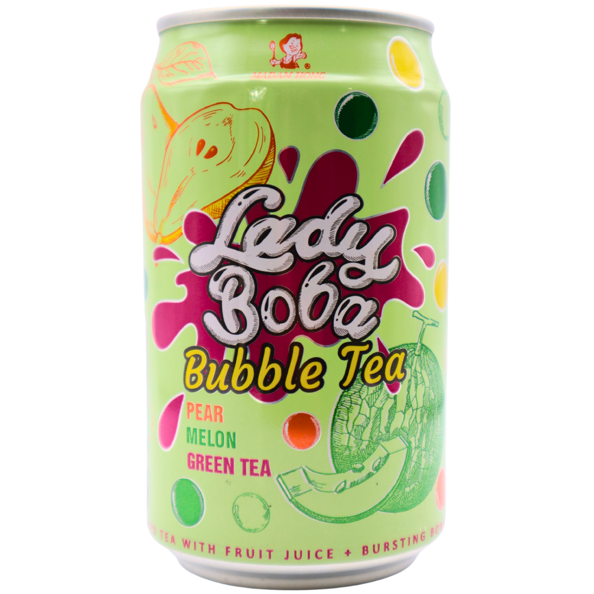 Lady Boba Bubble Tea Birne-Melone mit Fruchtperlen 320ml