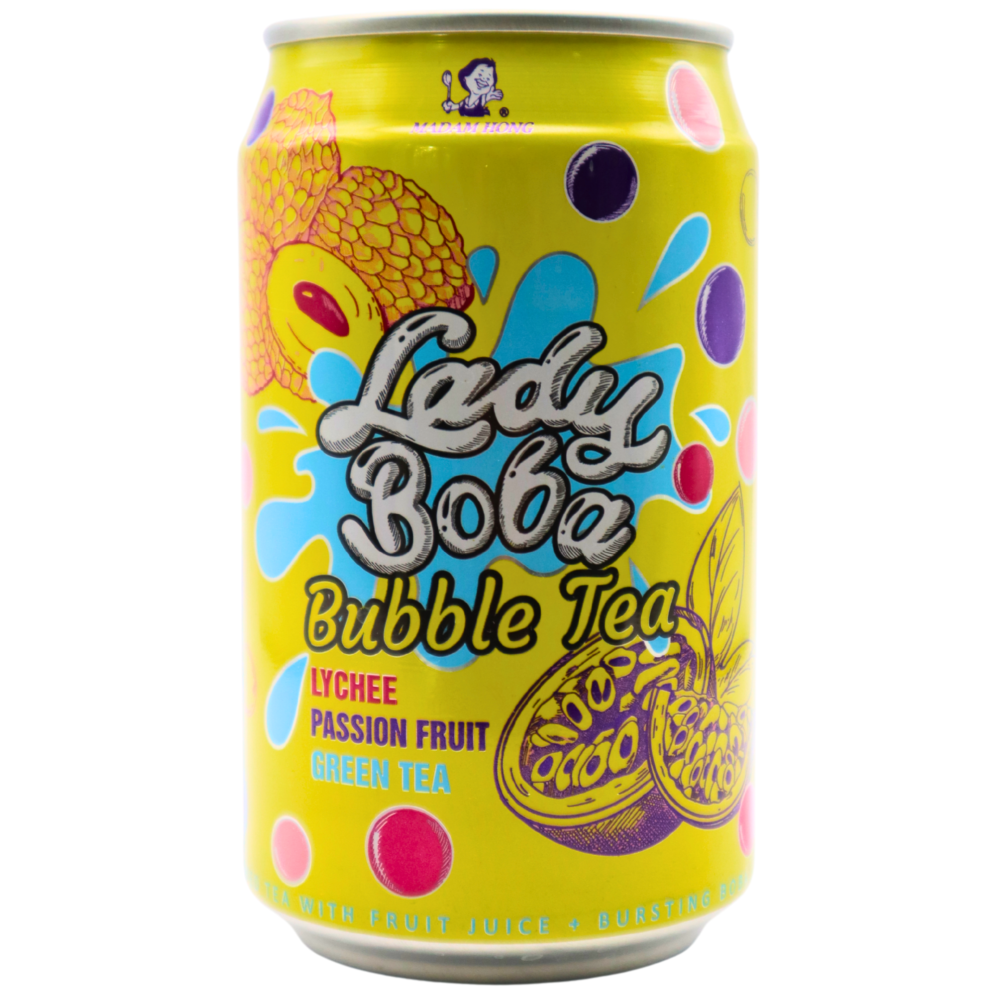 Lady Boba Bubble Tea Lychee-Passionsfrucht mit Fruchtperlen 320ml