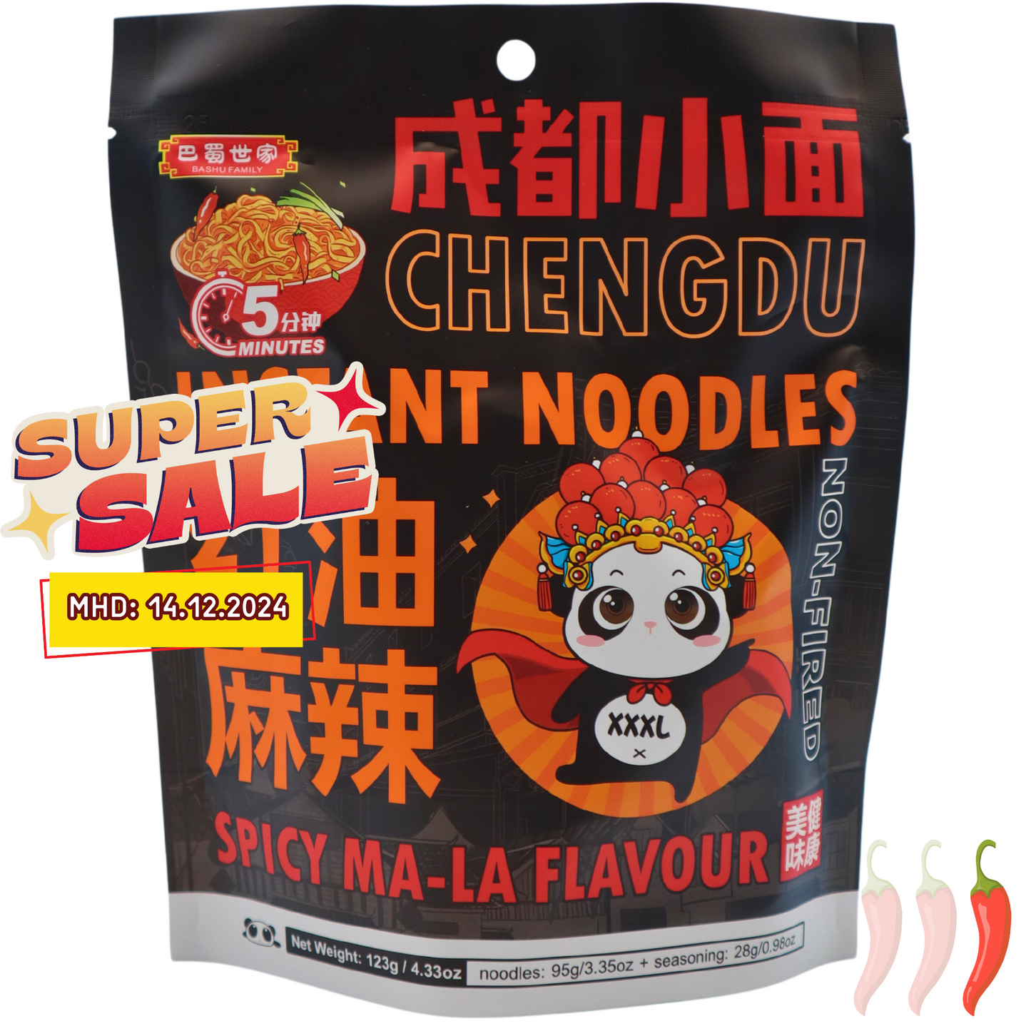 BASHU FAMILY Chengdu Instant Nudeln - Spicy Mala 123g