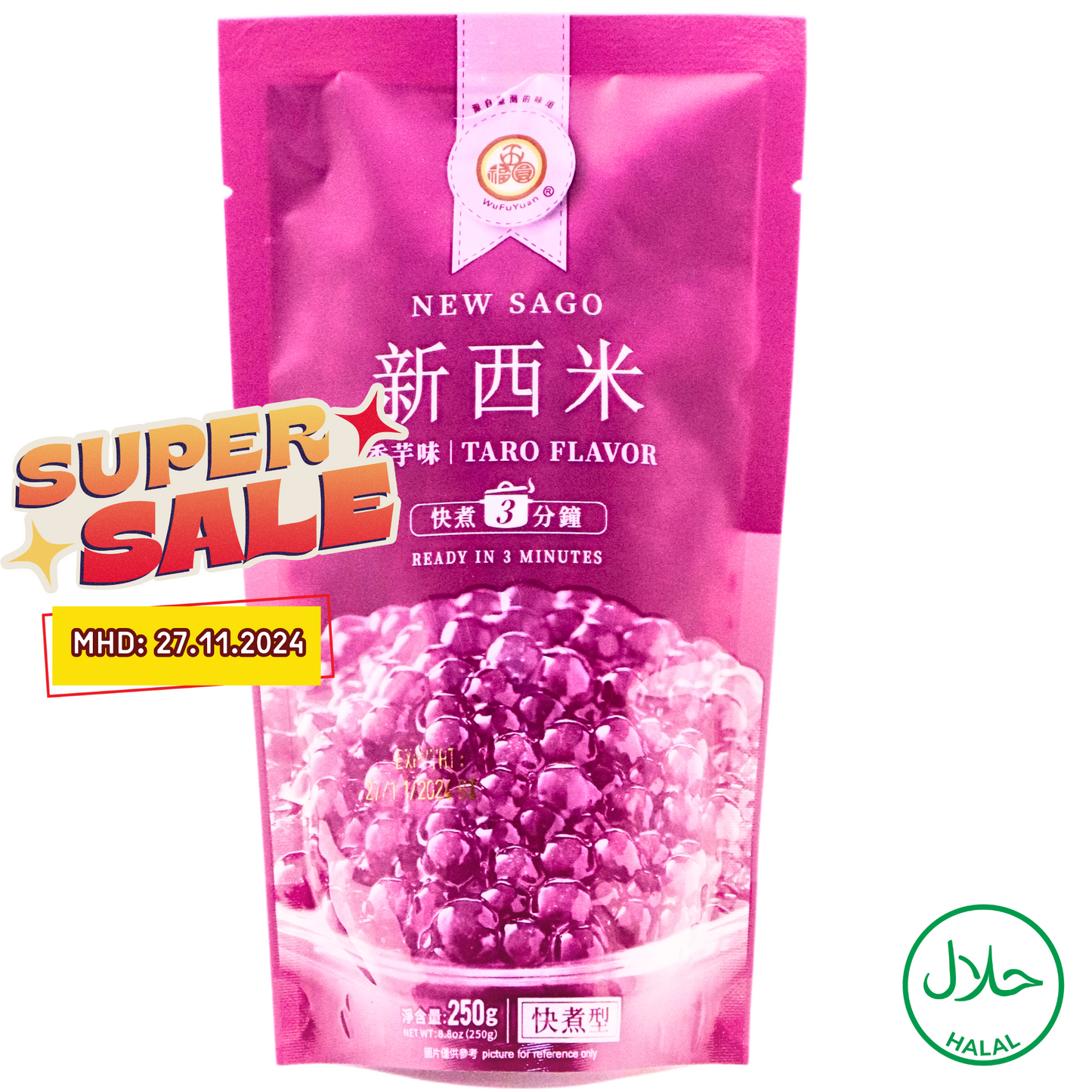 ''WU FU YUAN Tapioka Bubble Tee Perlen Taro 250g''