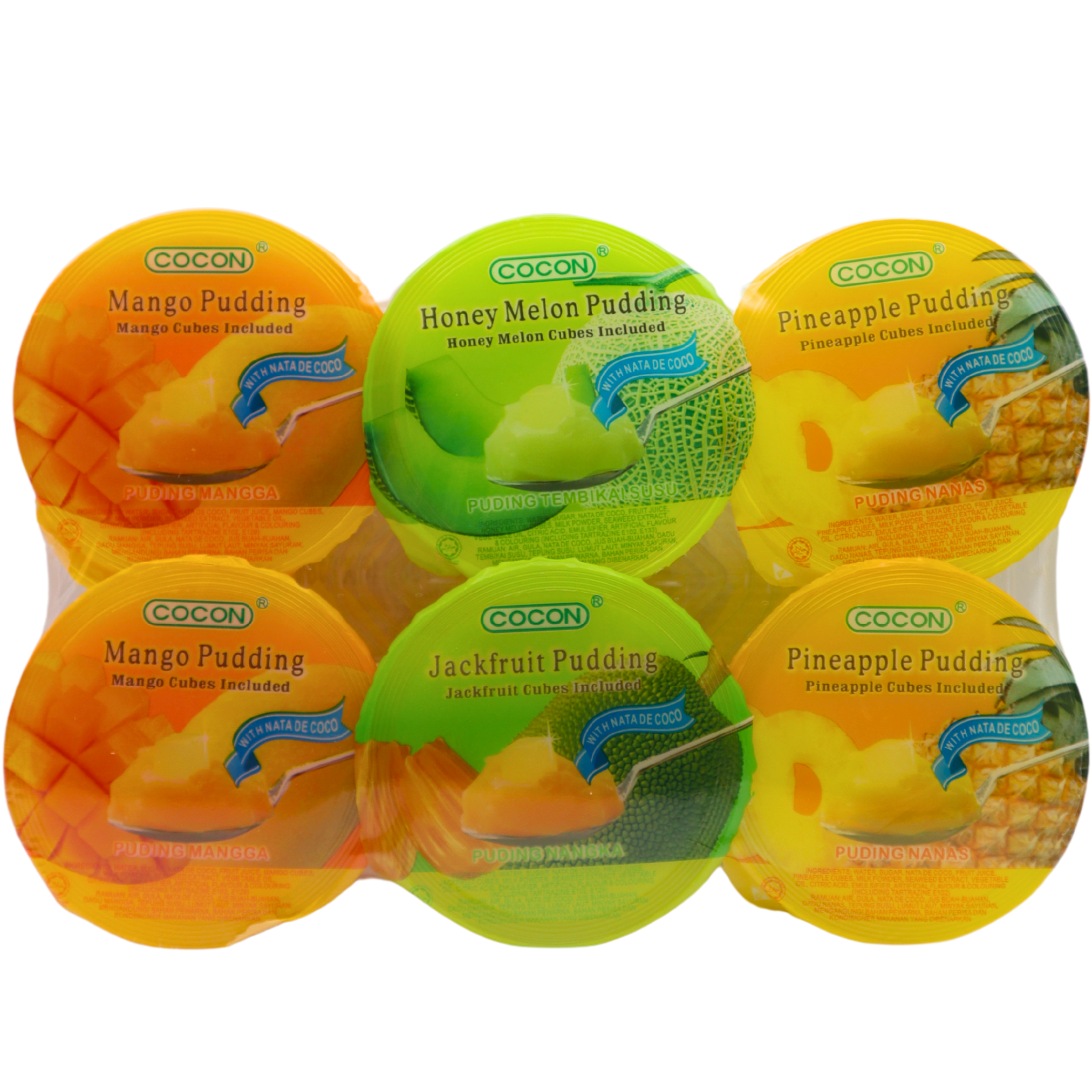COCON Fruchtmix Pudding mit Nata de Coco und Fruchtstücken Große Packung 708g