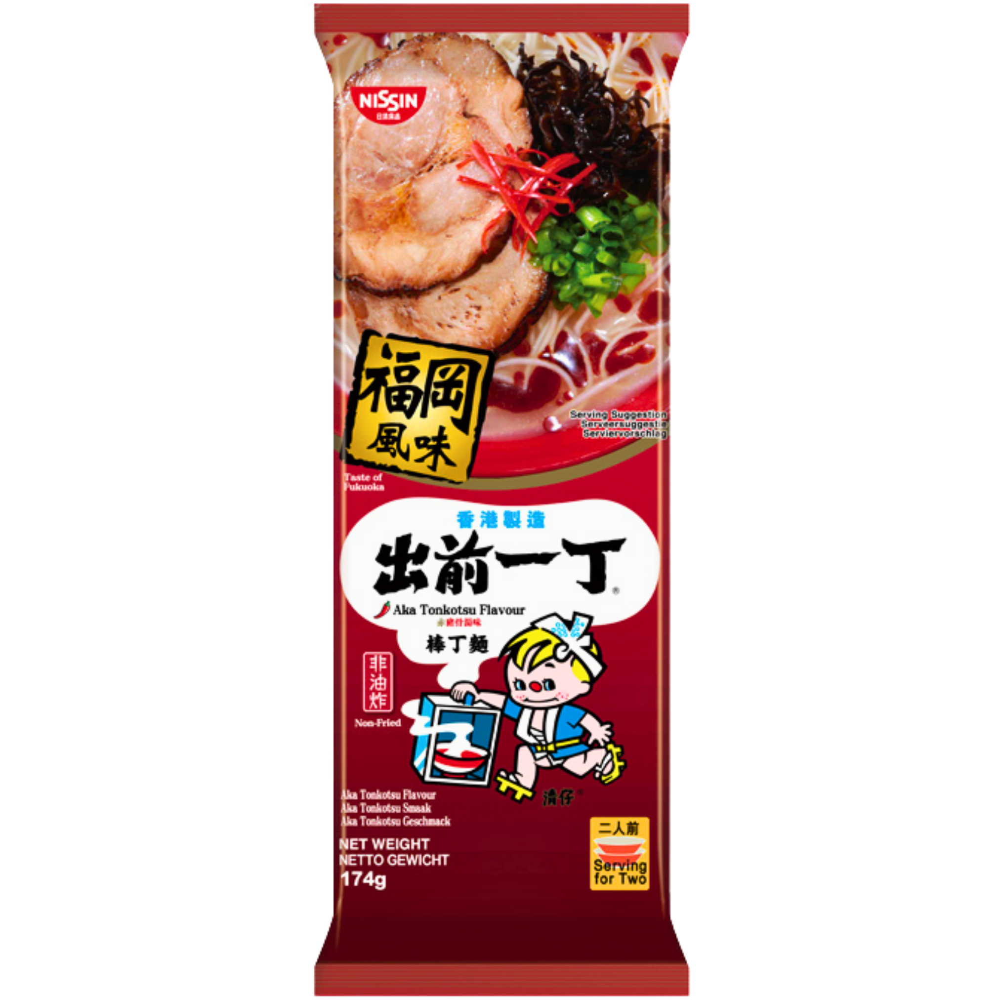 Nissin Demae Ramen Bar Nudeln Fukuoka Aka (scharf) Tonkotsu Geschmack 174g