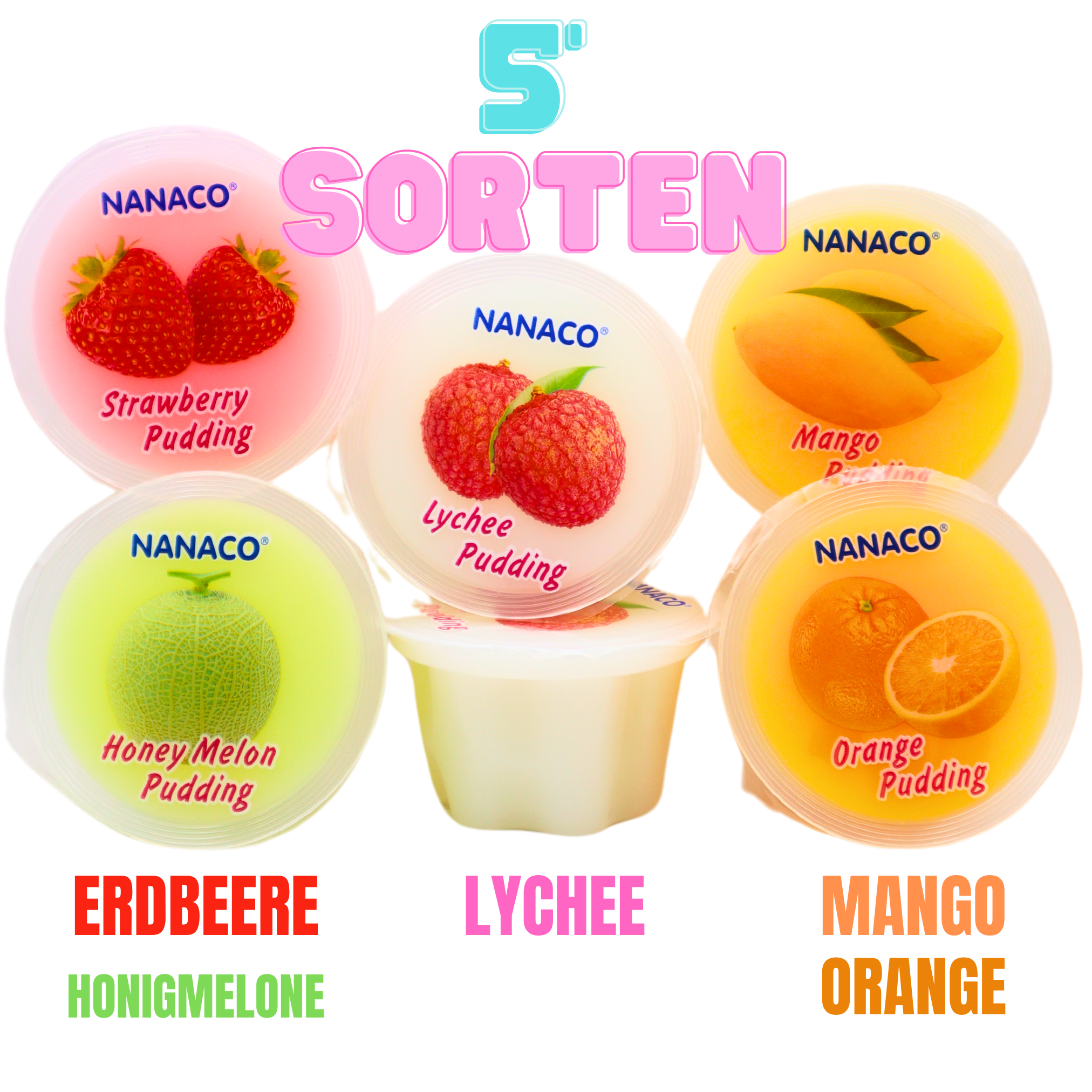 NANACO- Puddingmix 5 Sorten - 480g