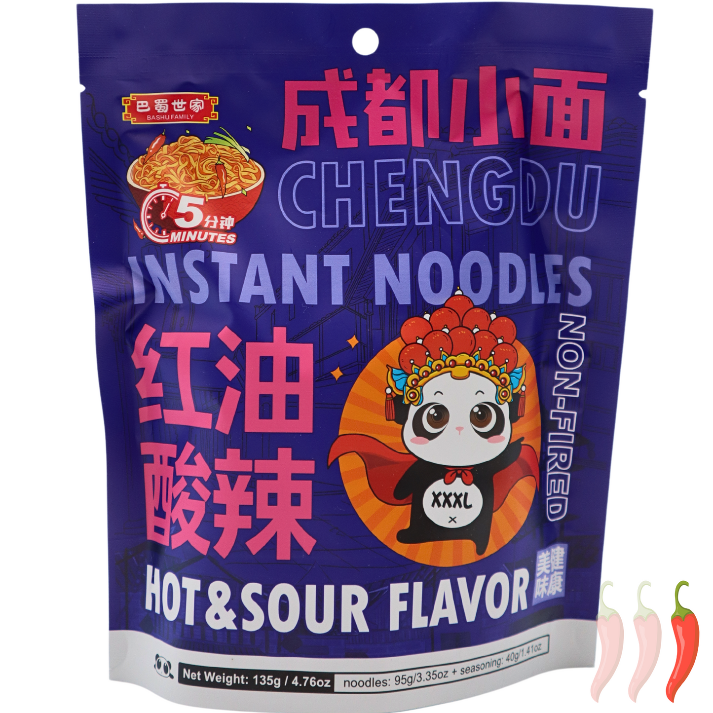 BASHU FAMILY Instant Chengdu Nudeln - Hot & Sour 123g