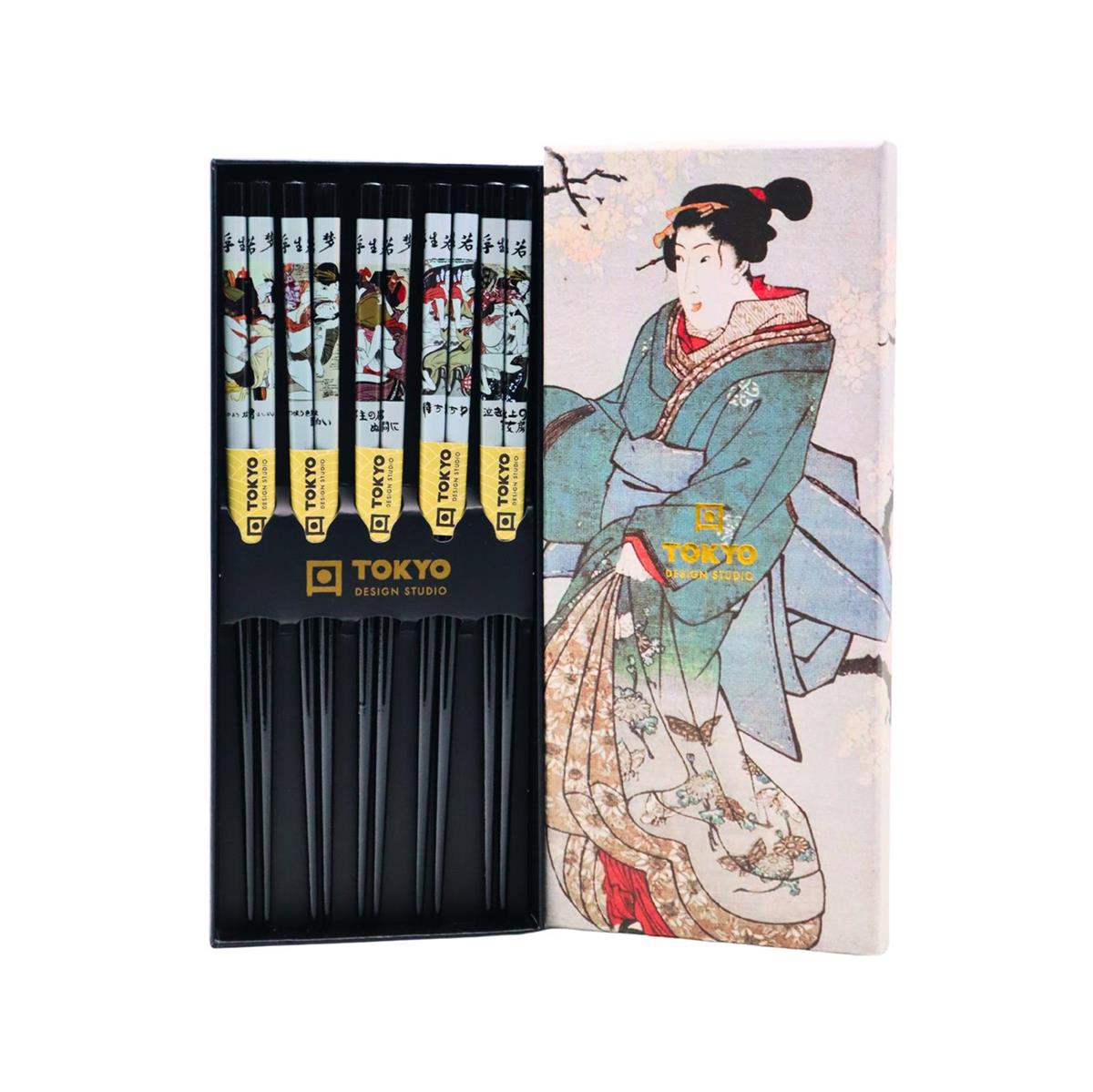 TOKYO DESIGN Essstäbchen Geschenkset Geisha - 5 Paare