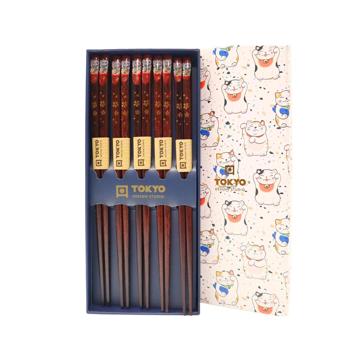 TOKYO DESIGN Essstäbchen Geschenkset Luckycat - 5 Paare