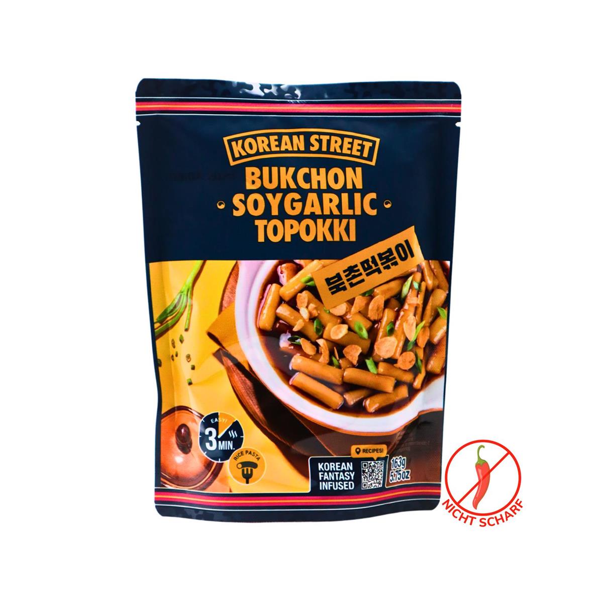 Korean Street Bukchon Topokki mit Sojasauce & Knoblauch 163g