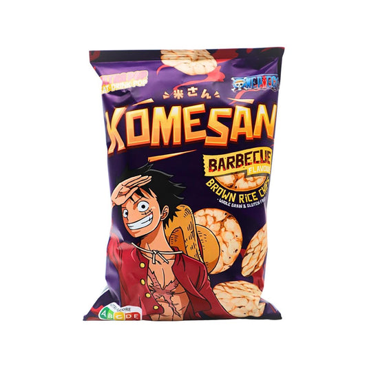 KOMESAN Vollkorn Puffreis Chips, One Piece Luffy Barbecue 60g